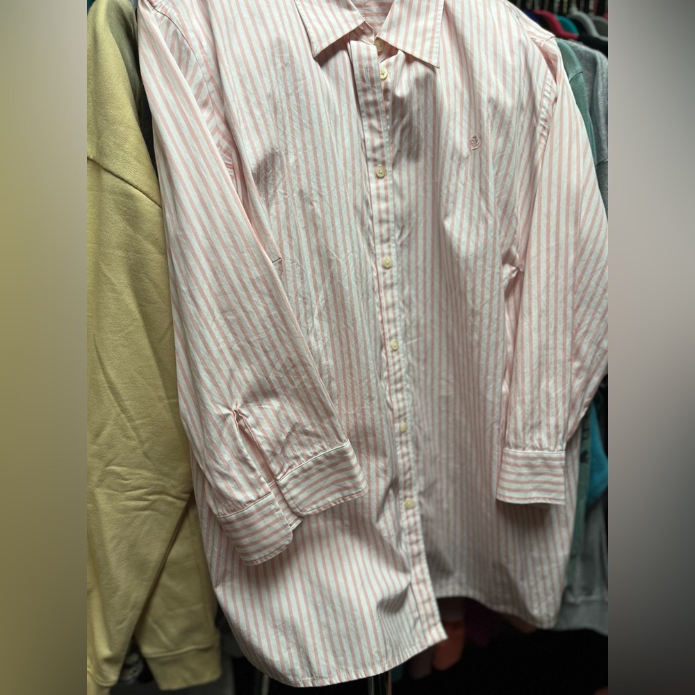 Ralph Lauren pink stripe 2x pit to pit 24”